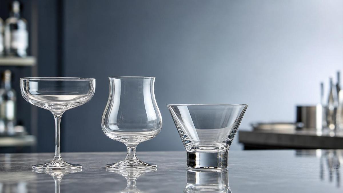 Glass cocktail cup shapes that chip less in busy service