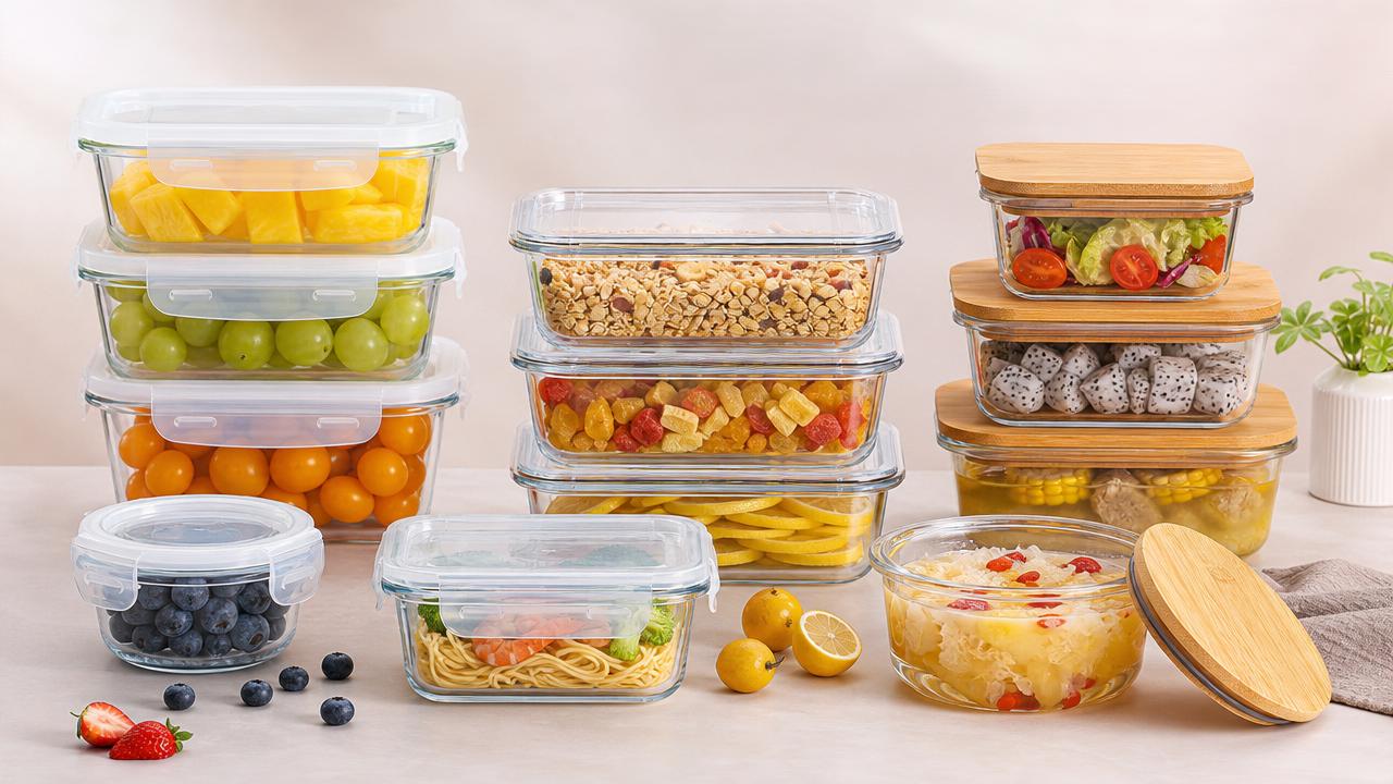 Glass storage container with lid options that reduce return rates