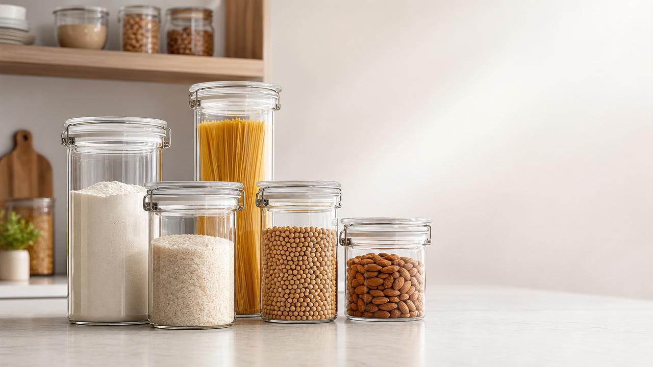 Glass storage jars that keep dry goods usable longer