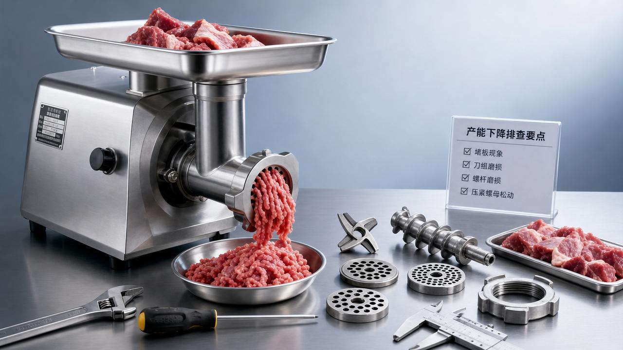 Meat grinder machine output drops for reasons you can fix