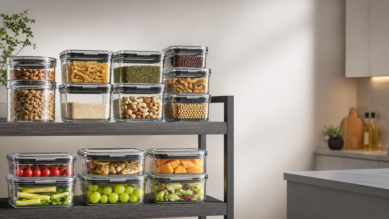 Glass storage containers for kitchen shelves: what fits better