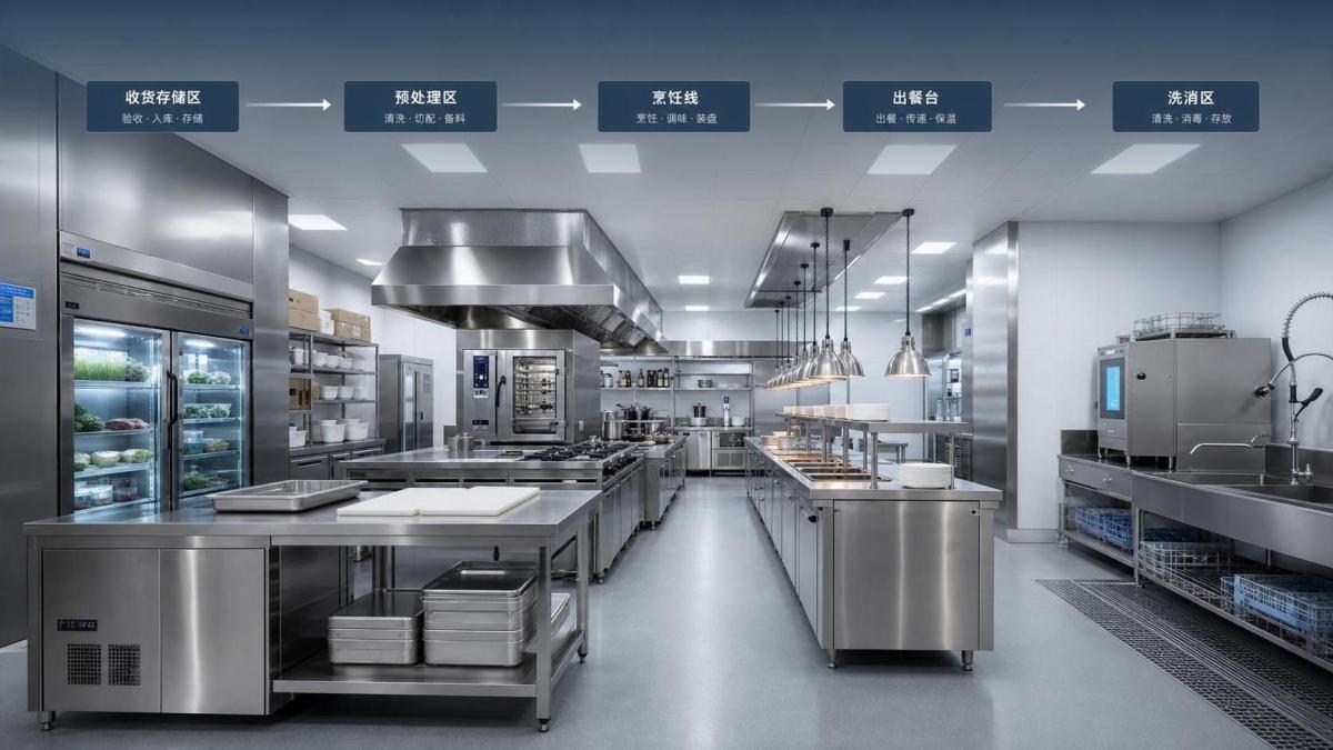 Restaurant Kitchen Layout Planning: Key Zones, Workflow, and Space Rules Explained