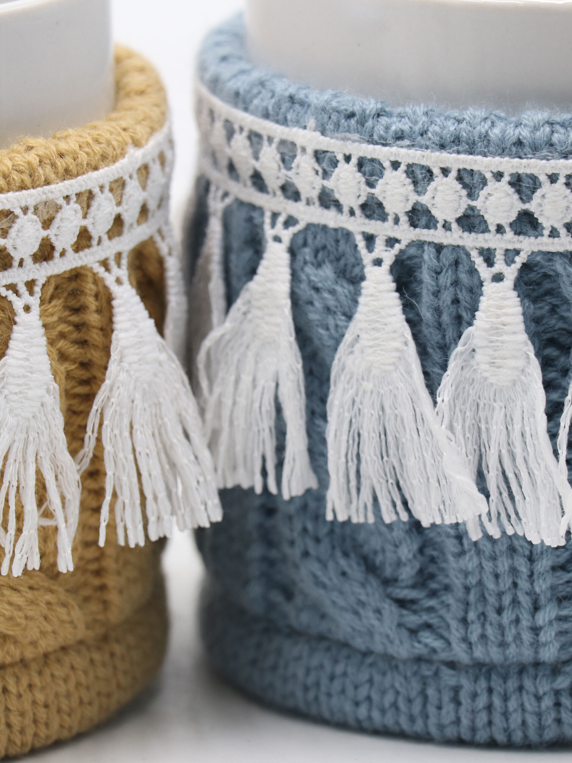 6 Pcs Tableware Coffee and Tea Mug with Cup Crochet Sweater, Warmer for Women Men, Assorted Colors