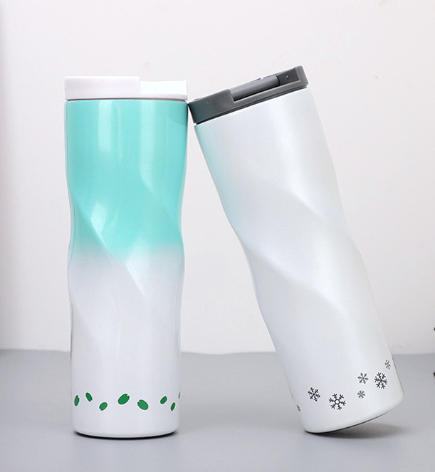 500ML spiral vaccum cup, leakproof insulated tumbler, car portable travel mug