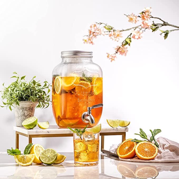 Glass Drink Dispenser with Leak Free Spigot