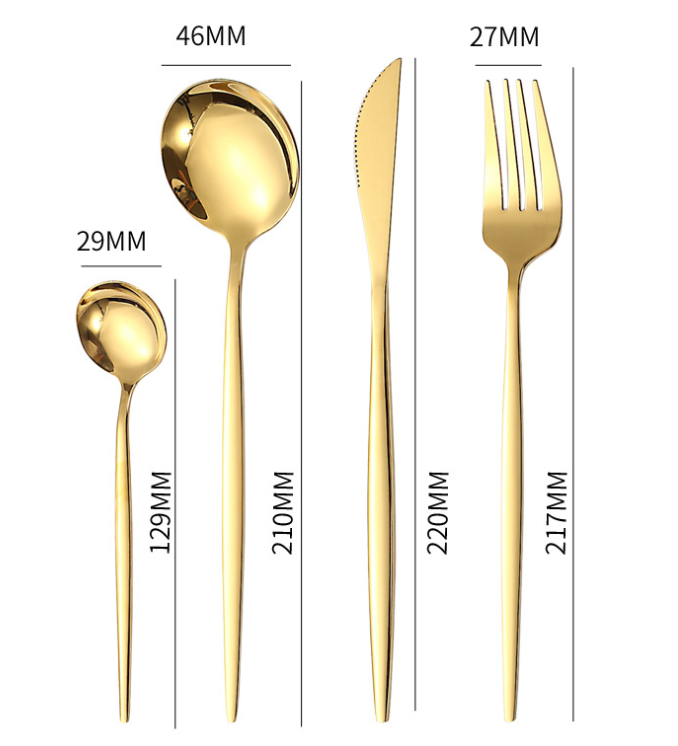 Cutlery Set 24pcs set,  Dinner Fork, Dinner Spoon, Dinner Knife, Tea spoon，Cake fork, Dessert knife, Dessert fork, Soup spoon