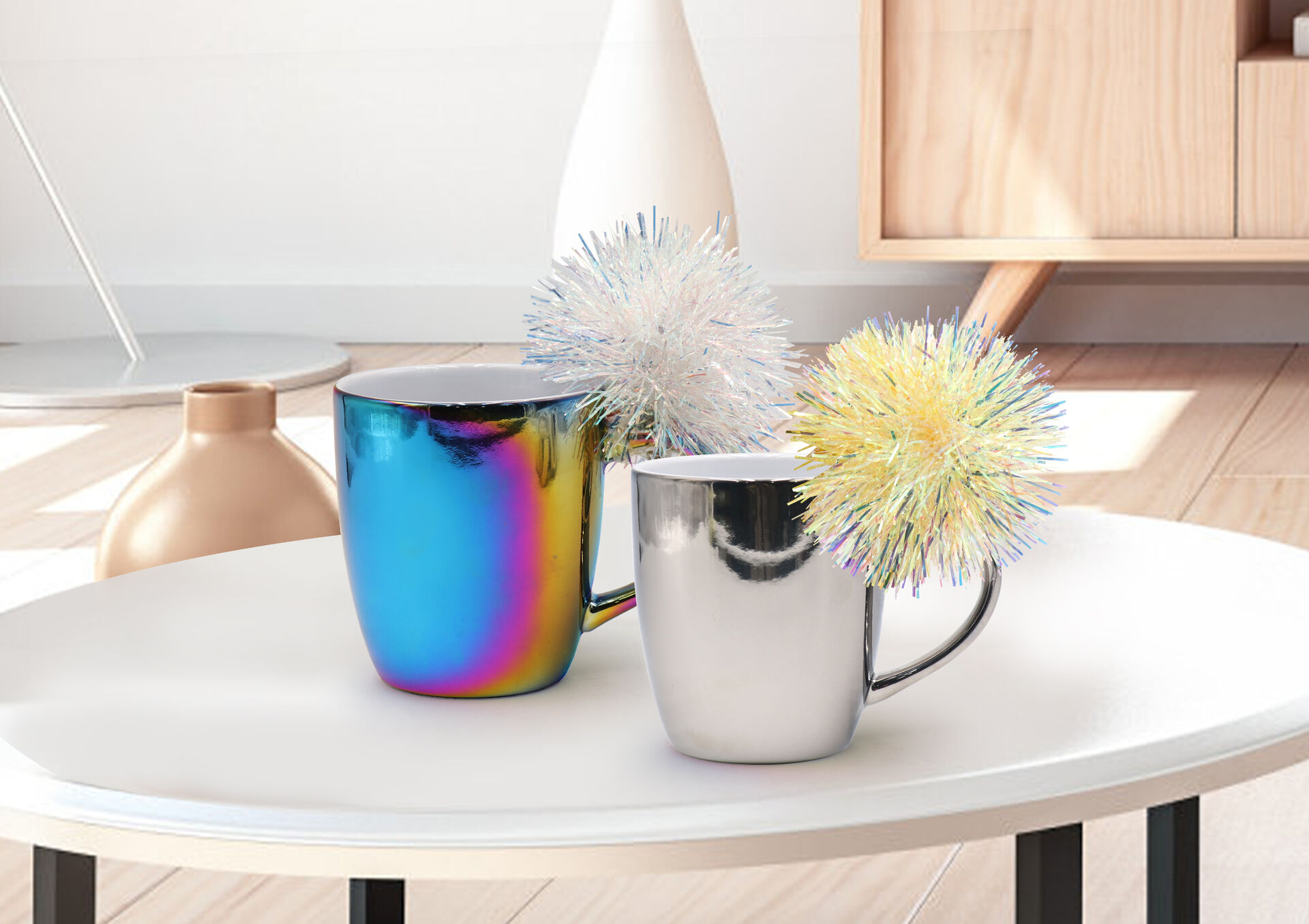 Electroplated Ceramic Mug, Cute Creative Handle Mug Design for Office and Home, for decor