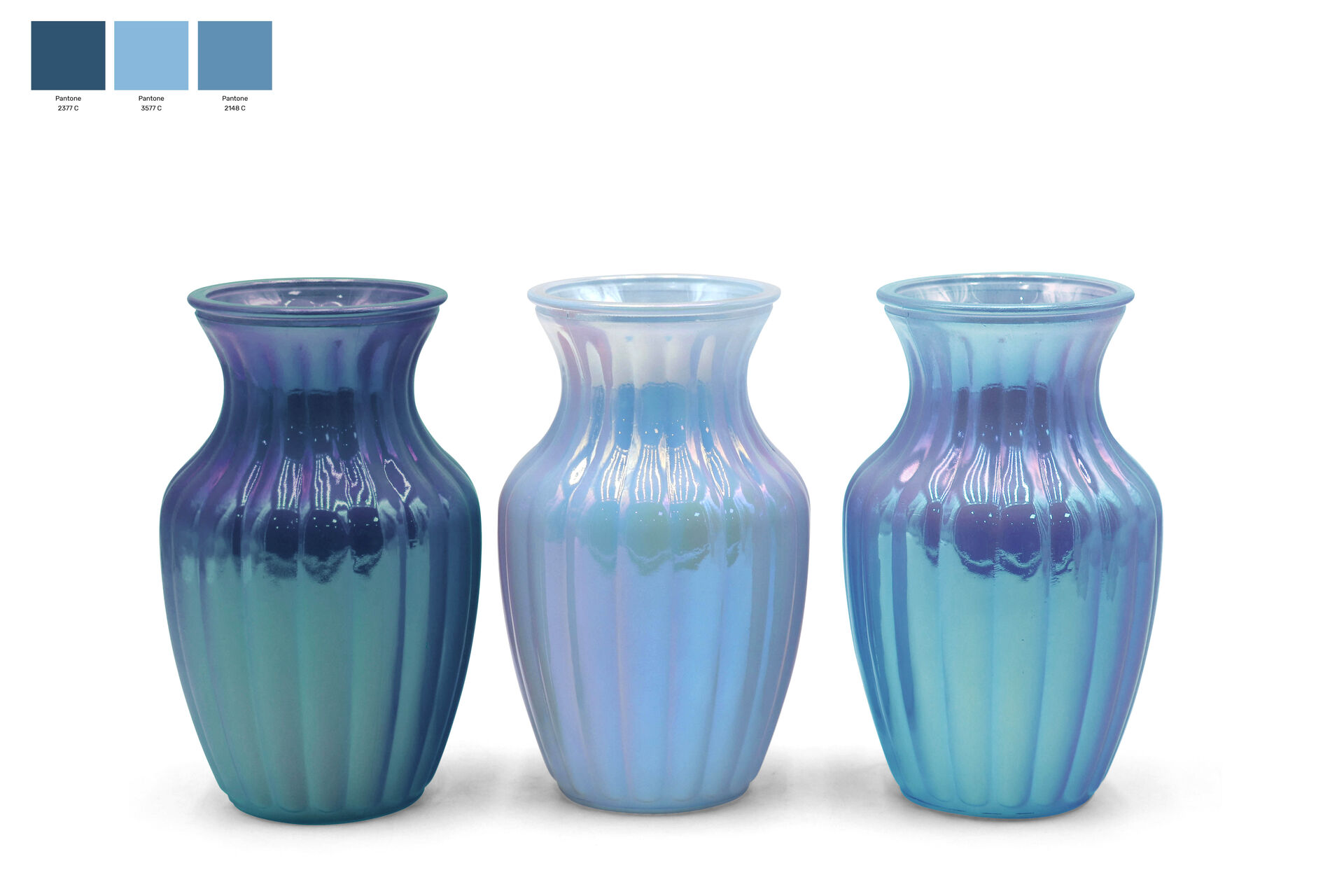 Blue Spring Garden Vase- Decorative Glass Flower Vase for Floral Arrangements, Weddings, Home Decor or Office.