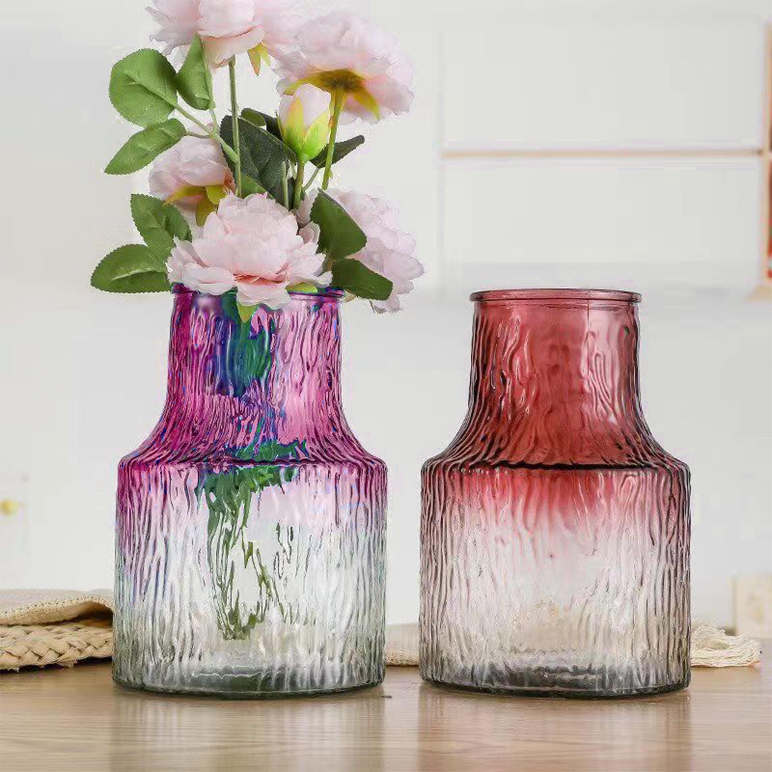 Relief Vase Decorative Glass Flower Vase for Floral Arrangements, Weddings, Home Decor or Office.