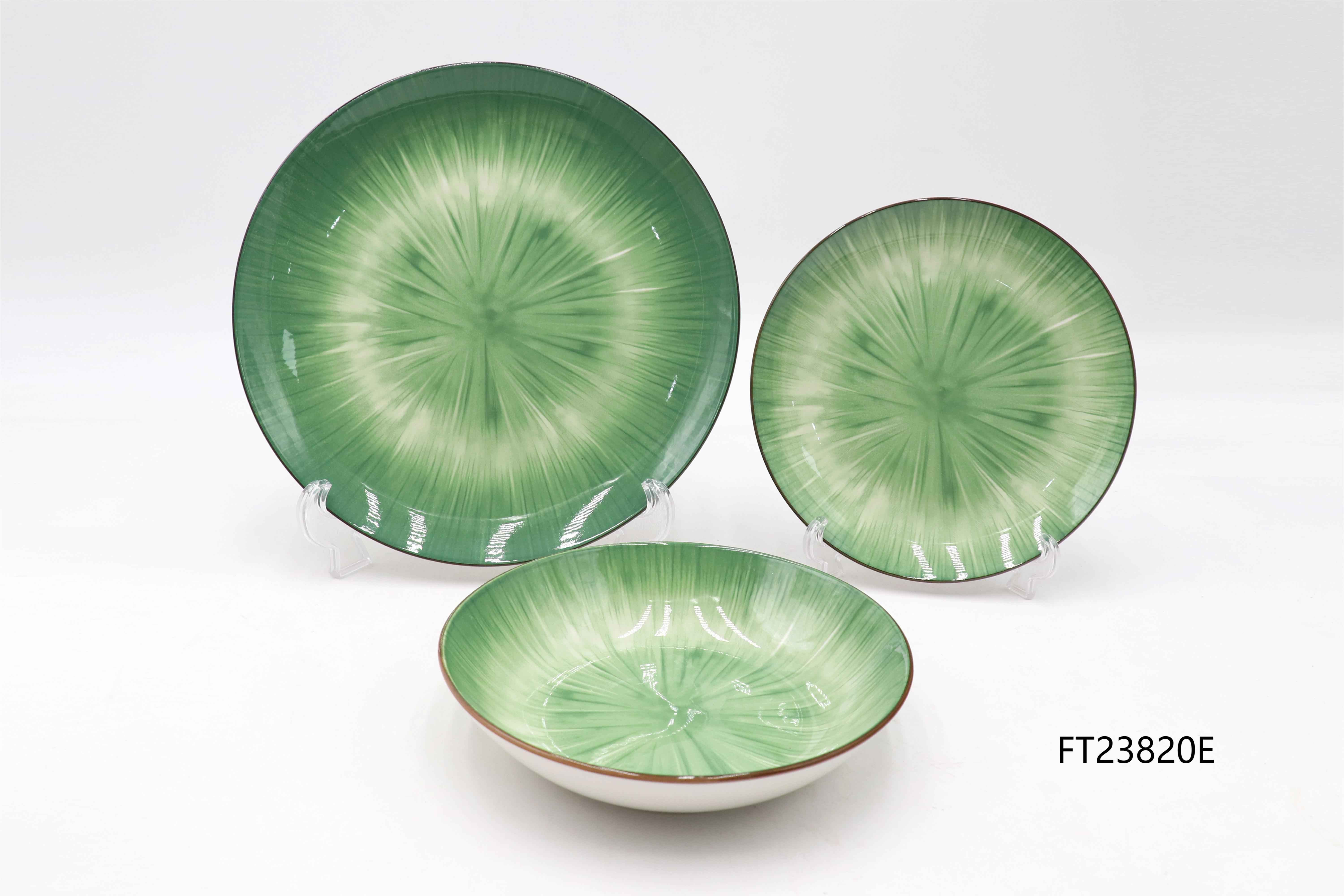  Green Color Dinnerware Set, Starlight Ceramic Tableware, Bowl/Plate