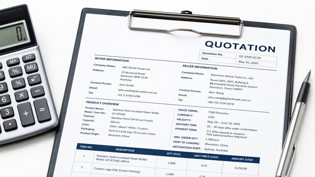 What an export quotation template should include first