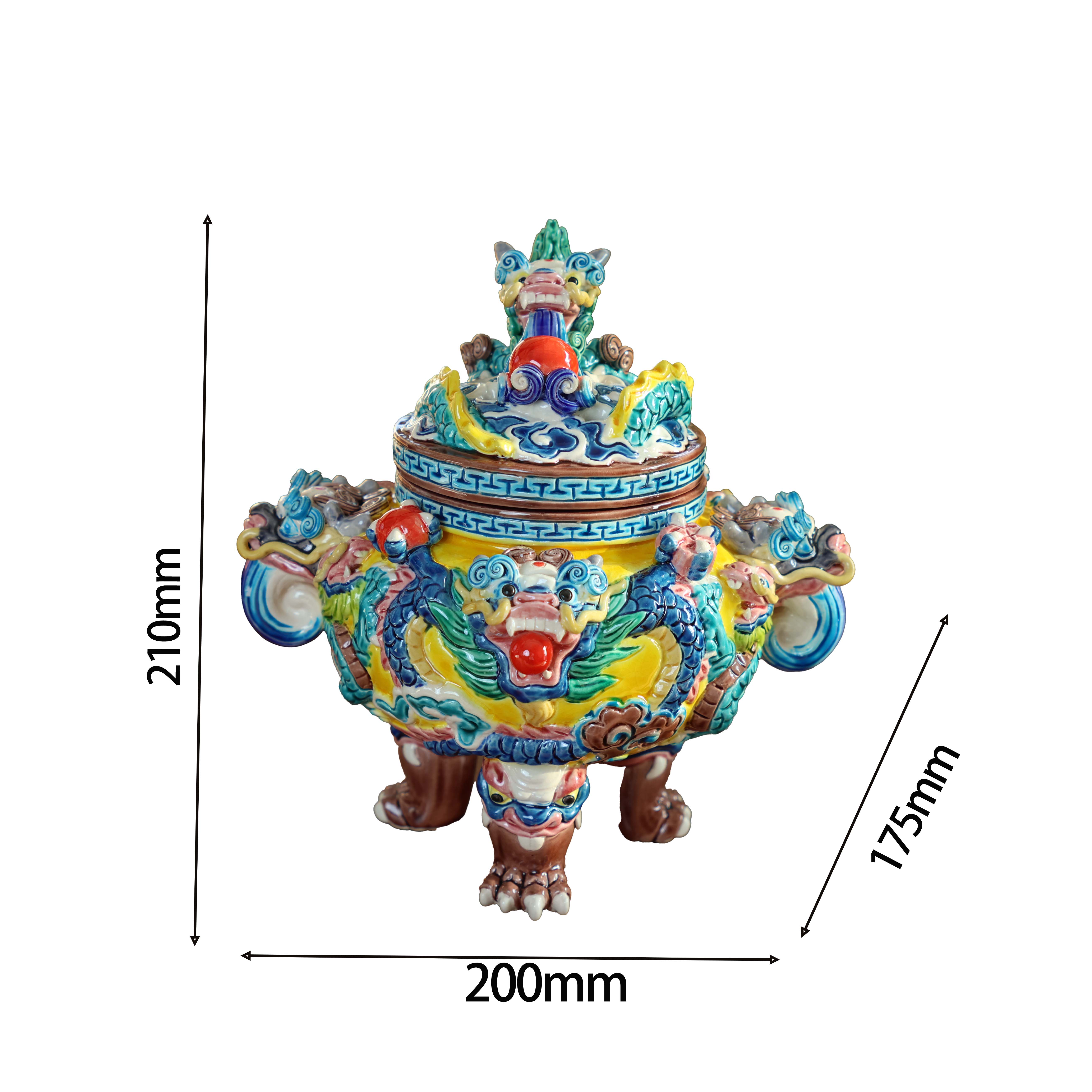 九龙香炉（中号）Nine Dragon Incense Burner (Medium Size)