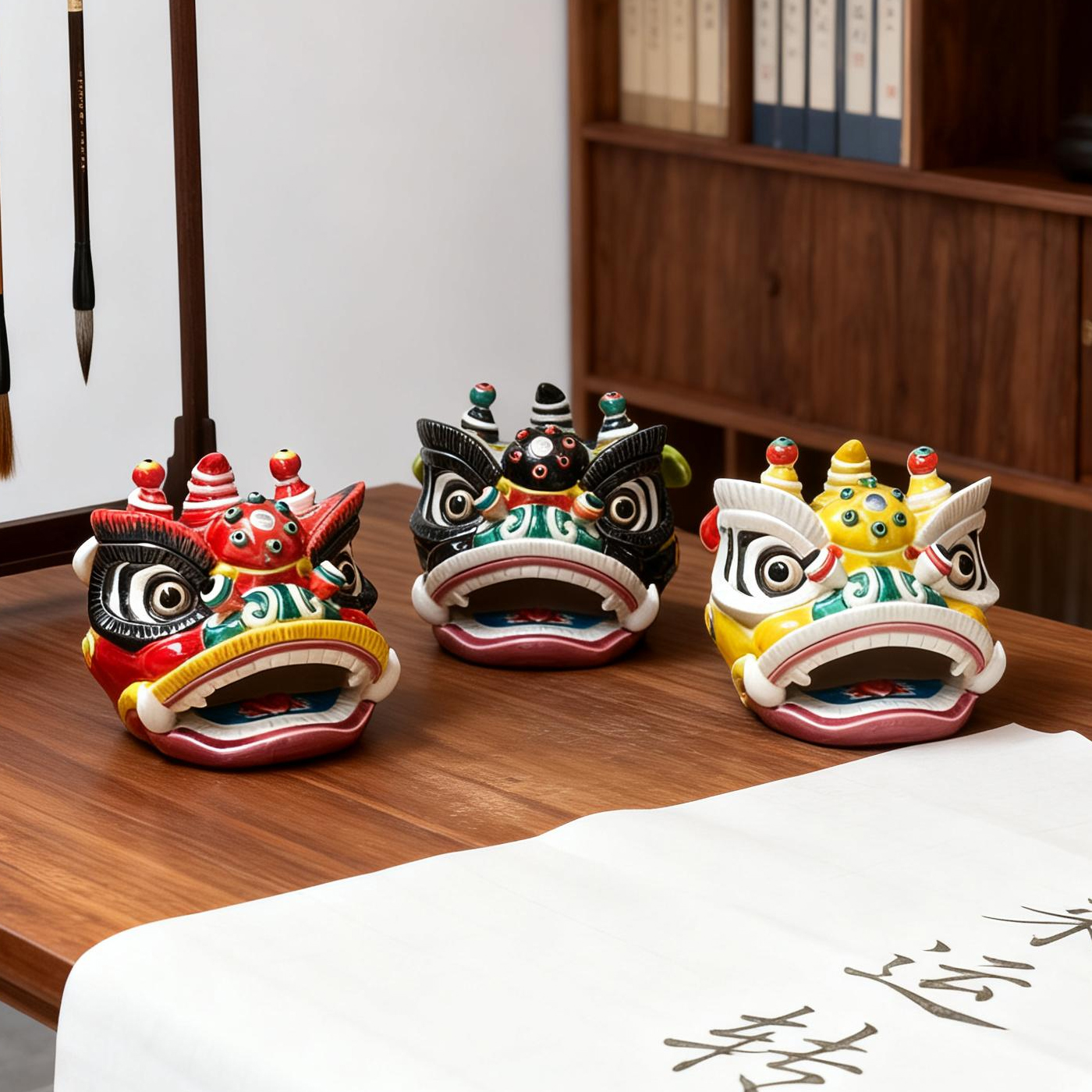 三国狮头刘关张Three Kingdoms Lion-Head Liu, Guan, and Zhang