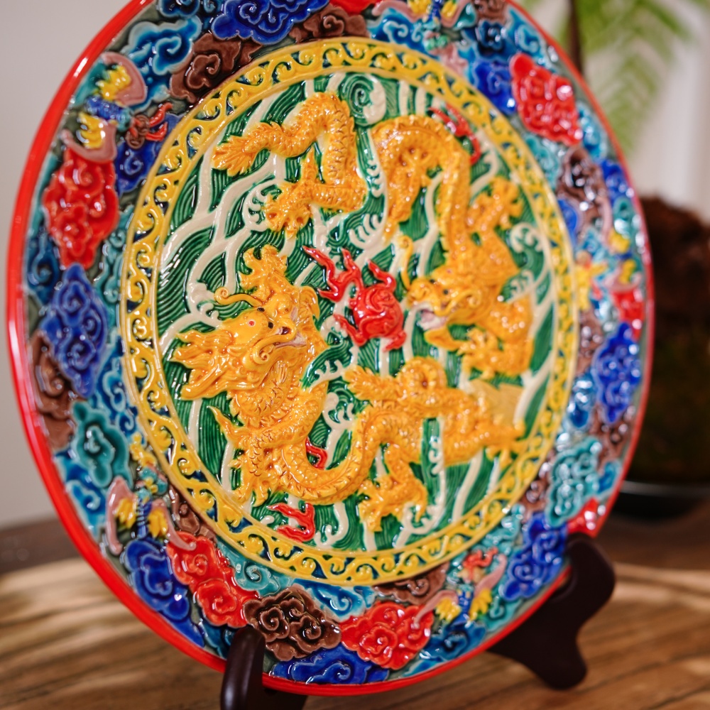 双龙装饰盘Double Dragon Decorative Plate