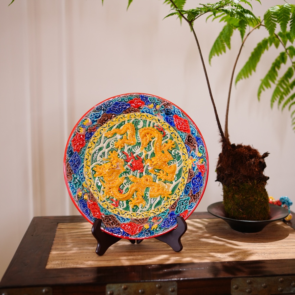 双龙装饰盘Double Dragon Decorative Plate
