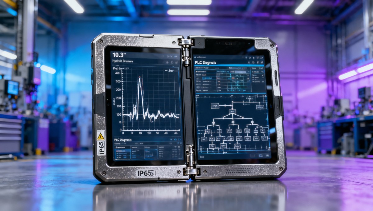 Industrial & manufacturing teams using foldable screen technology for real-time maintenance logs Industrial & manufacturing teams using foldable screen technology for real-time maintenance logs