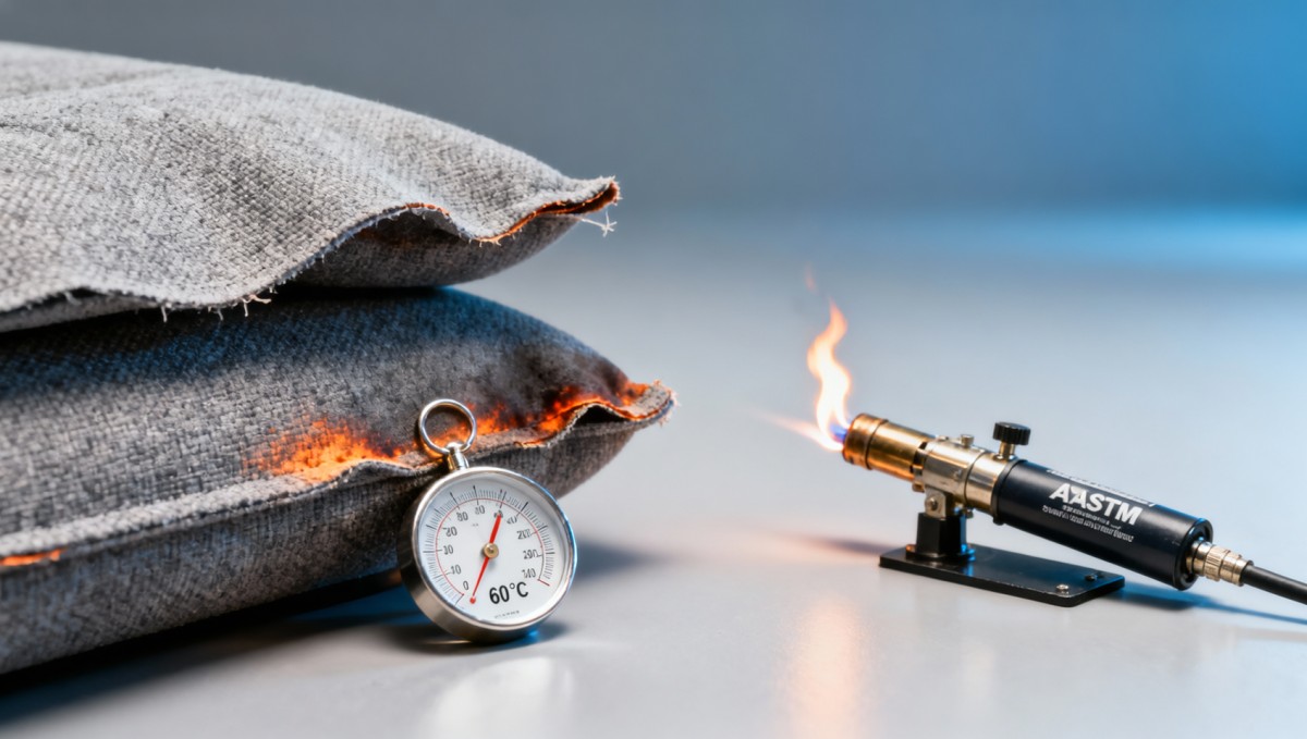 Upholstery fabrics meet flame-retardant standards — yet melt when exposed to sustained low-heat sources Upholstery fabrics meet flame-retardant standards — yet melt when exposed to sustained low-heat sources