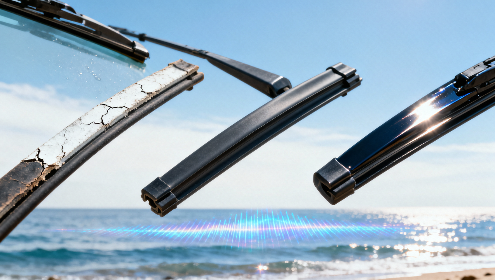 Wiper blade rubber compound degrades faster in UV-rich coastal climates Wiper blade rubber compound degrades faster in UV-rich coastal climates