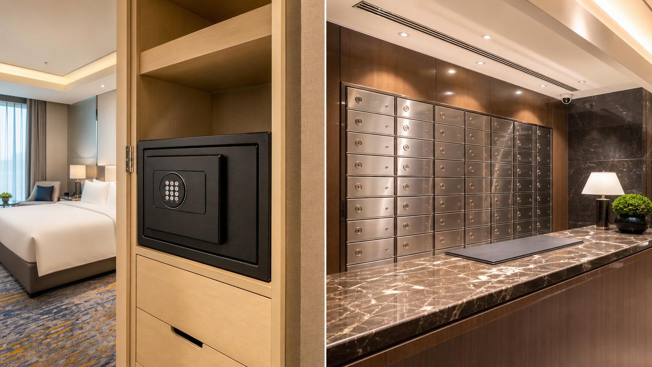 Hotel safe deposit boxes: in-room or front desk setup?