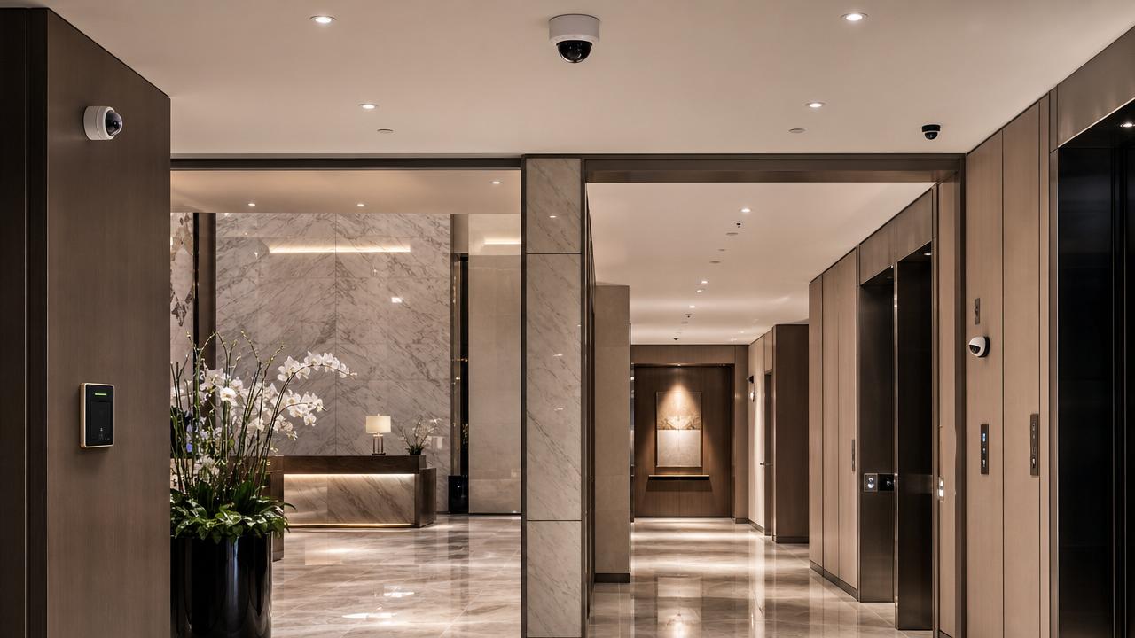 Hotel security systems that reduce blind spots indoors
