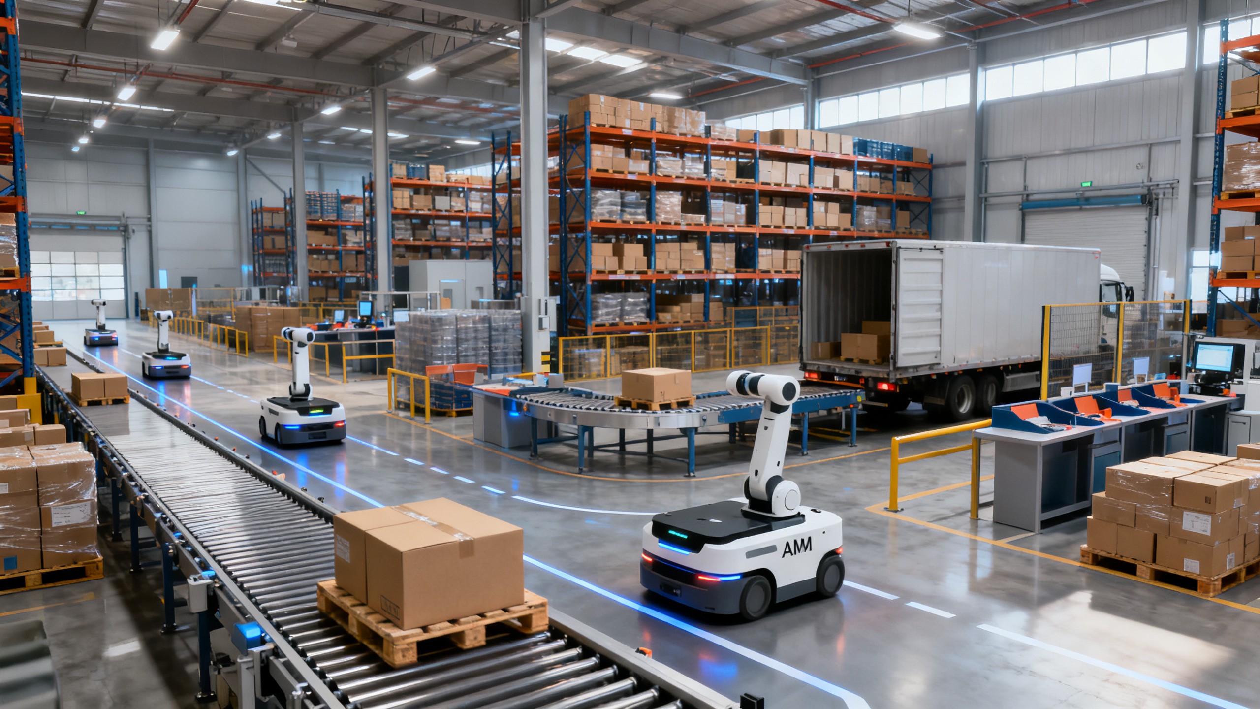 When does robotic material handling cut warehouse delays?