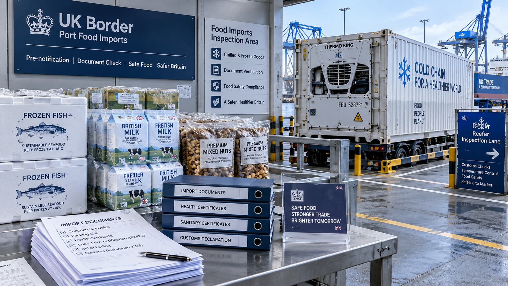 Which UK food imports require pre-notification to port health?