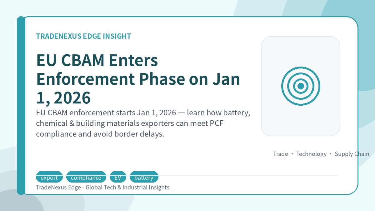 EU CBAM Enters Enforcement Phase on Jan 1, 2026 EU CBAM Enters Enforcement Phase on Jan 1, 2026