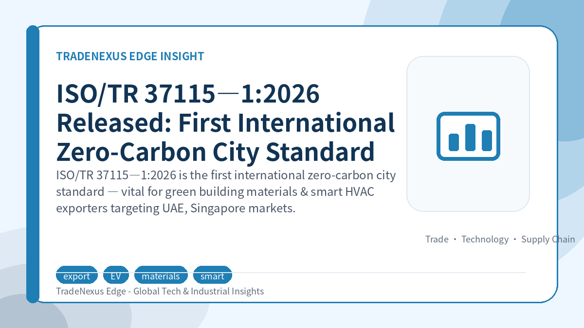 ISO/TR 37115—1:2026 Released: First International Zero-Carbon City Standard