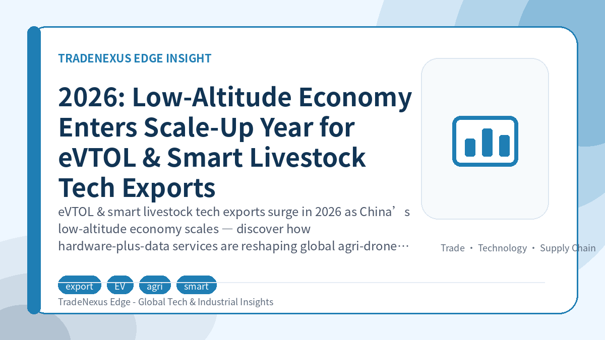 2026: Low-Altitude Economy Enters Scale-Up Year for eVTOL & Smart Livestock Tech Exports