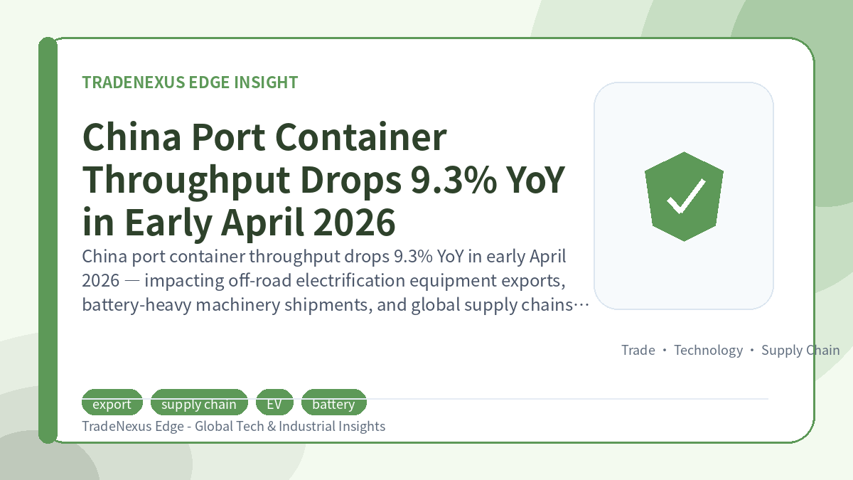 China Port Container Throughput Drops 9.3% YoY in Early April 2026