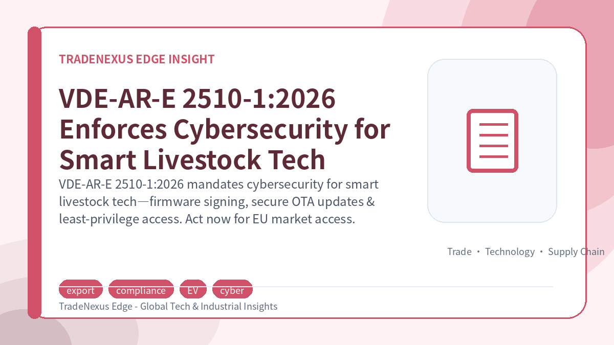VDE-AR-E 2510-1:2026 Enforces Cybersecurity for Smart Livestock Tech