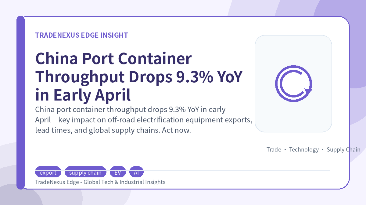 China Port Container Throughput Drops 9.3% YoY in Early April