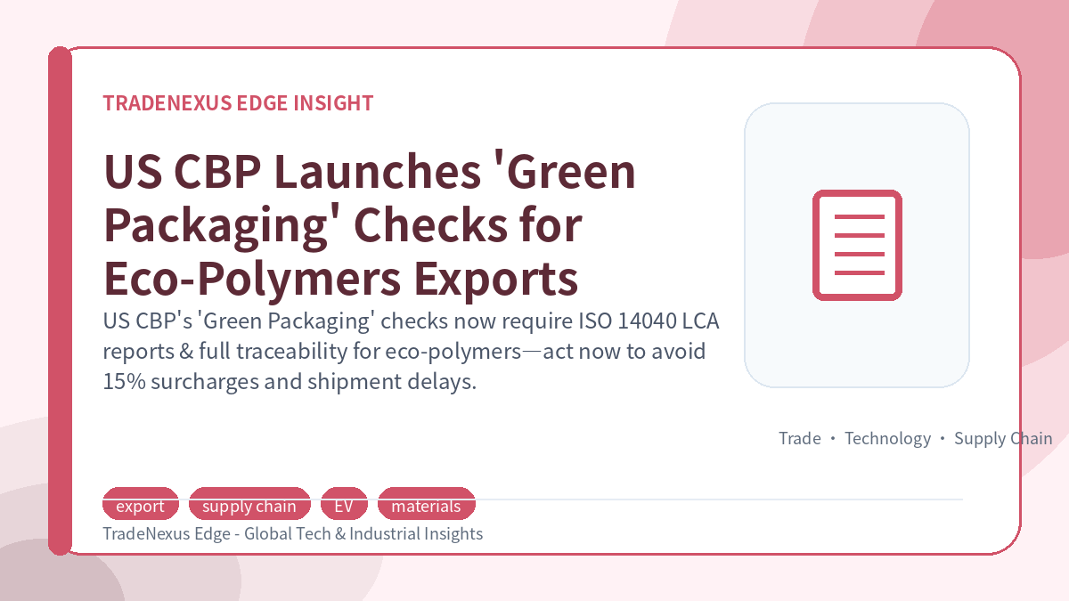 US CBP Launches 'Green Packaging' Checks for Eco-Polymers Exports US CBP Launches 'Green Packaging' Checks for Eco-Polymers Exports