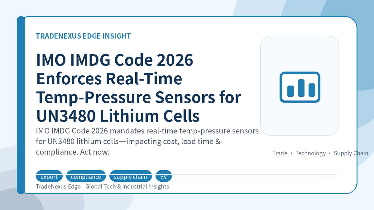 IMO IMDG Code 2026 Enforces Real-Time Temp-Pressure Sensors for UN3480 Lithium Cells
