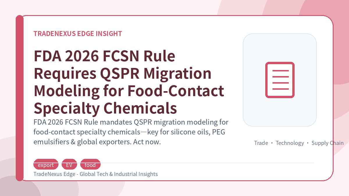 FDA 2026 FCSN Rule Requires QSPR Migration Modeling for Food-Contact Specialty Chemicals