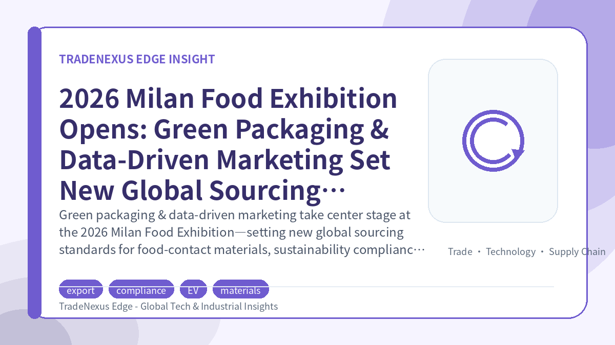 2026 Milan Food Exhibition Opens: Green Packaging & Data-Driven Marketing Set New Global Sourcing Standards
