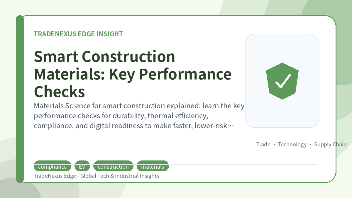 Smart Construction Materials: Key Performance Checks Smart Construction Materials: Key Performance Checks