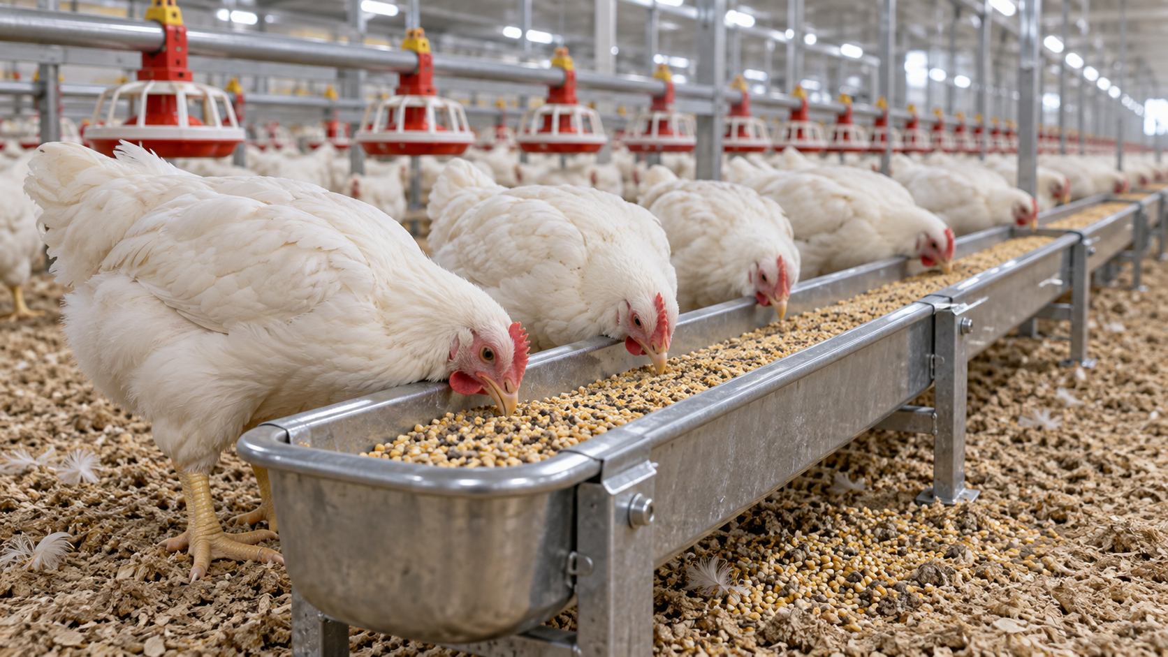 Feed Spillage at Poultry Feeding Troughs: Causes and Adjustments Feed Spillage at Poultry Feeding Troughs: Causes and Adjustments