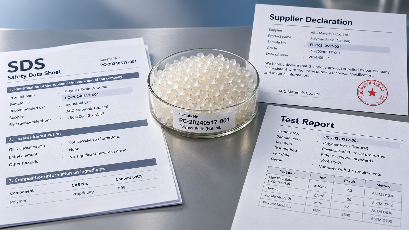 Is an SDS enough to verify chemical compliance for polymers?