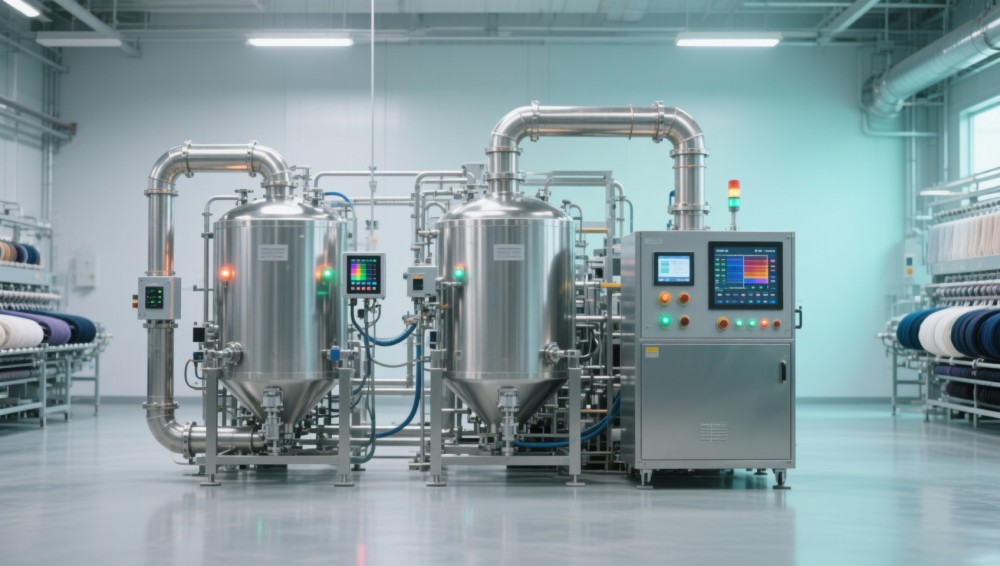 Which textile manufacturing automation technology delivers ROI within 14 months for dyeing and finishing lines?