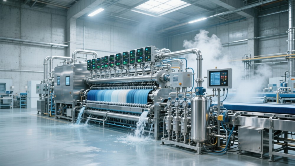 Which textile manufacturing automation technology delivers ROI within 14 months for dyeing and finishing lines?
