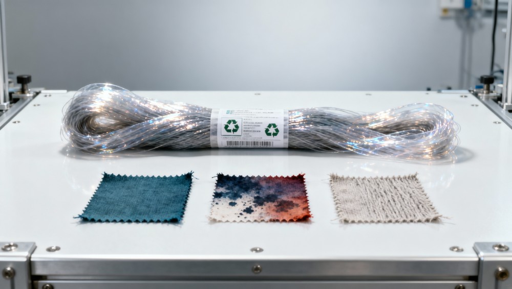 Synthetic yarns labeled 