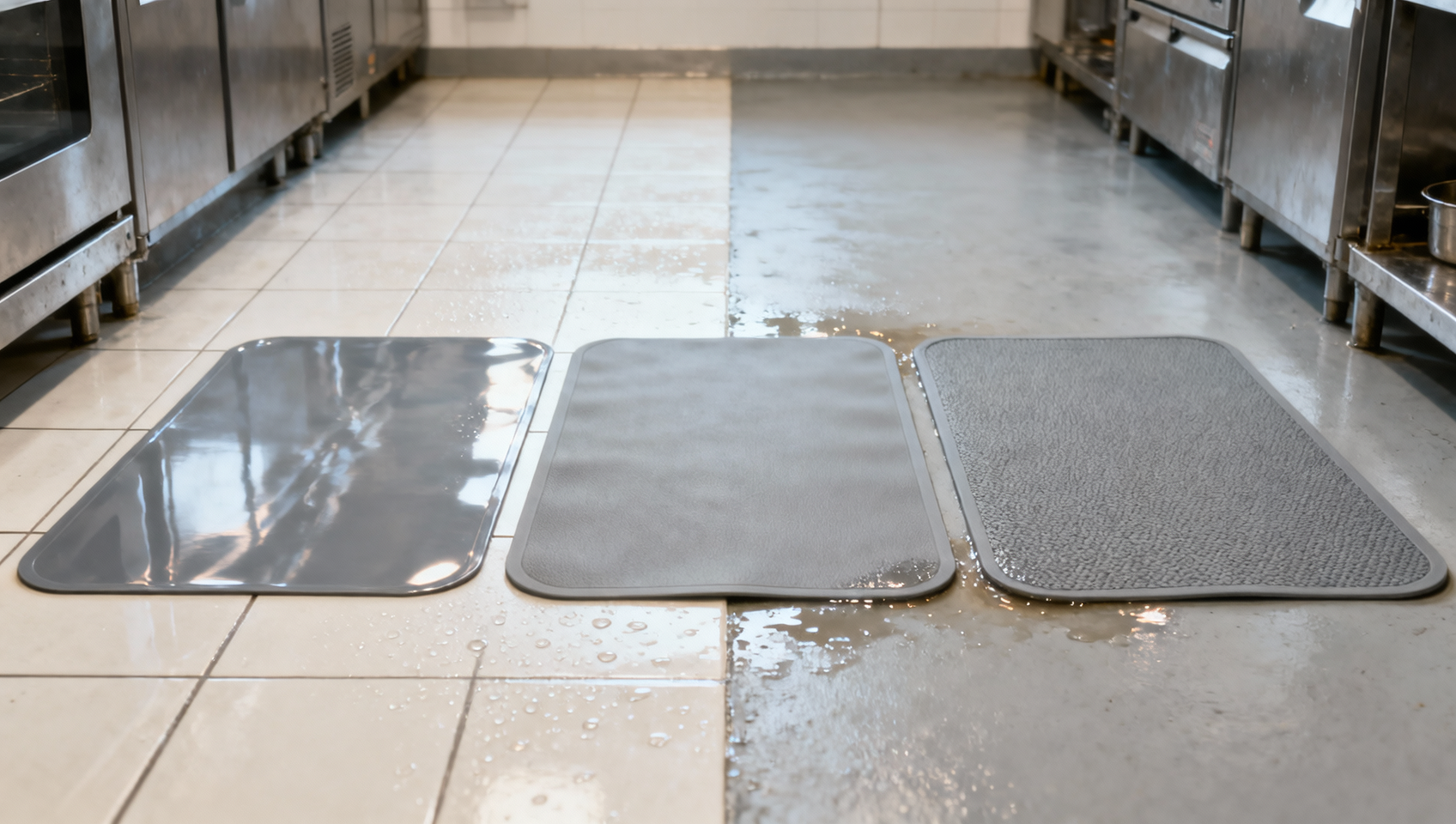 Washable kitchen mats with PVC backing may off-gas in high-humidity environments