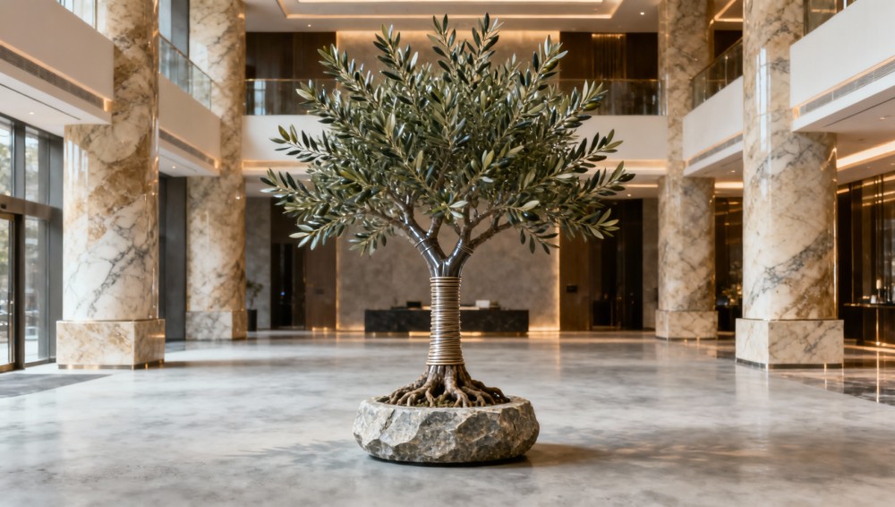 Indoor faux olive trees: Root ball weight variance that affects display stability Indoor faux olive trees: Root ball weight variance that affects display stability
