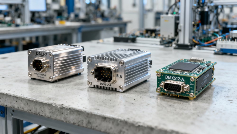 Custom lighting hardware that supports dimming protocols beyond 0–10V Custom lighting hardware that supports dimming protocols beyond 0–10V