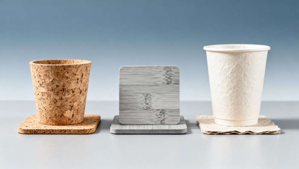 Wholesale drink coasters warp in humid warehouses—cork vs bamboo vs recycled pulp durability test