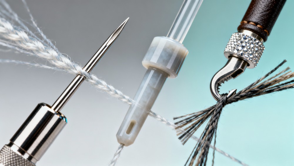 Threaded tools compatible with high-tensile synthetic yarns Threaded tools compatible with high-tensile synthetic yarns