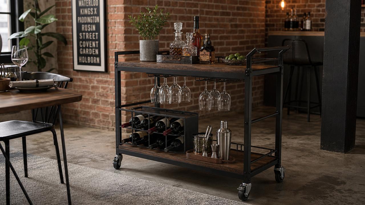 How to Choose a Bar Cart with Wheels in Industrial Style
