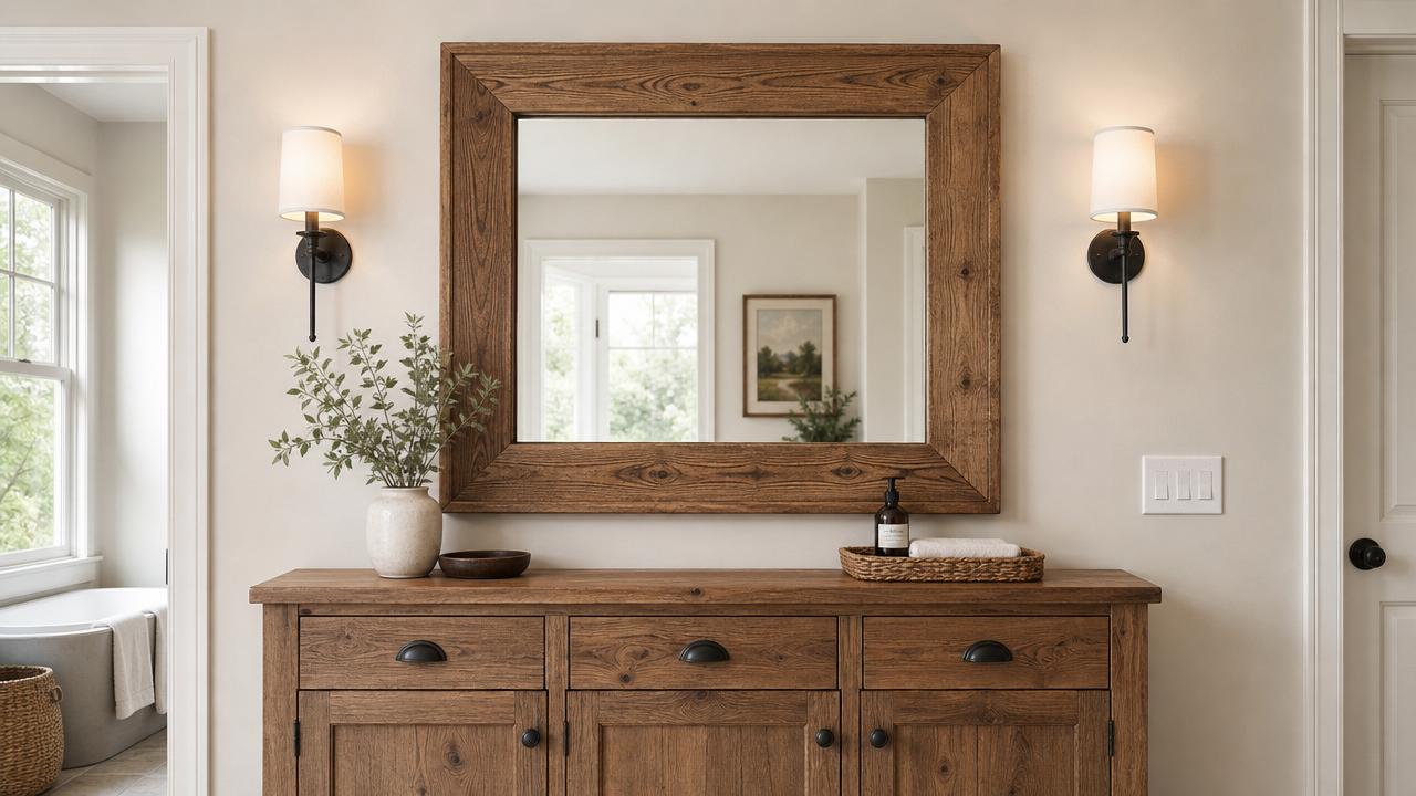 Rustic Wood Framed Mirror Large Size: What to Measure First