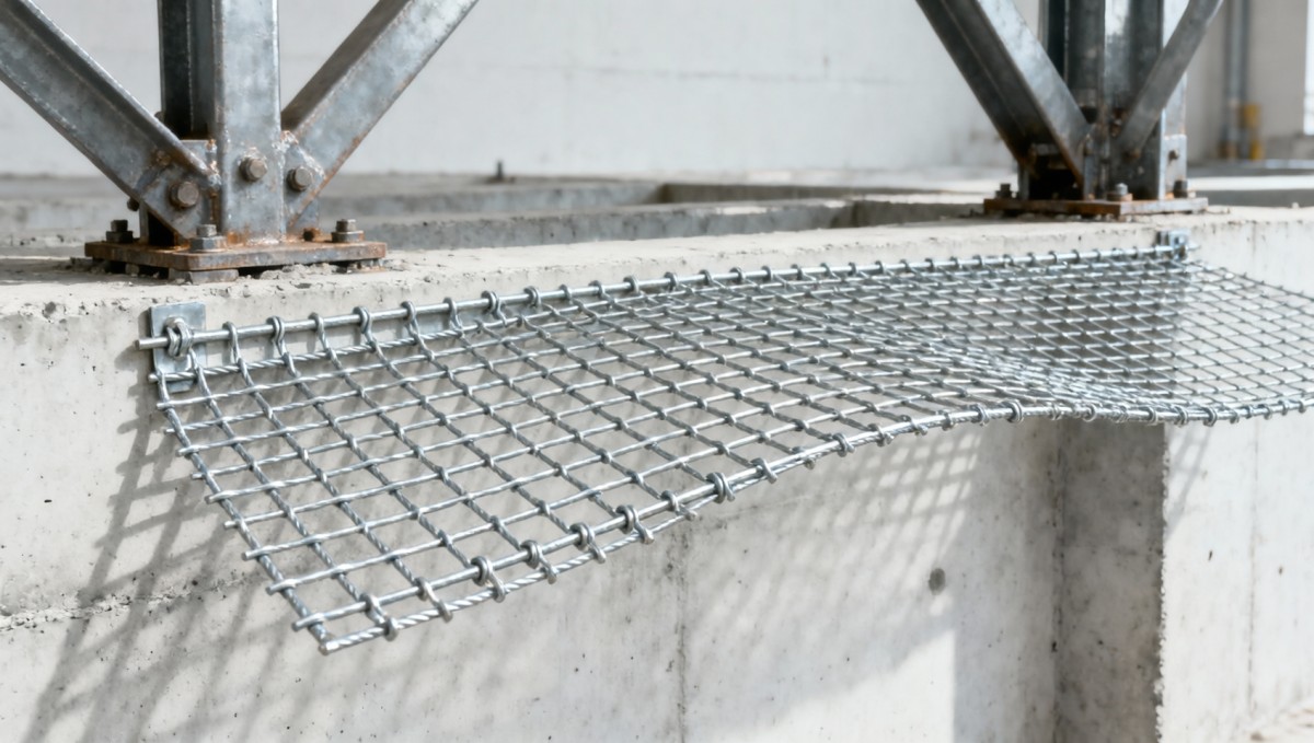 Welded wire mesh panels rated for containment — but deflect beyond safety thresholds at 12m spans
